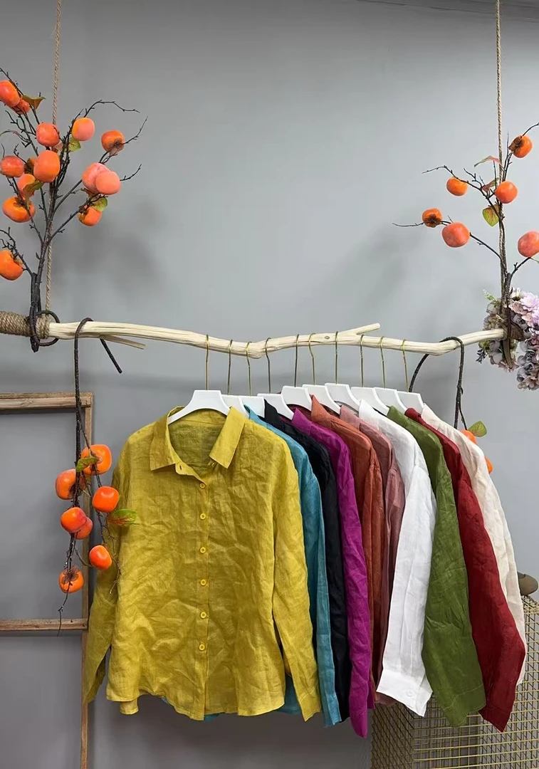 100支苎麻长袖衬衫 505