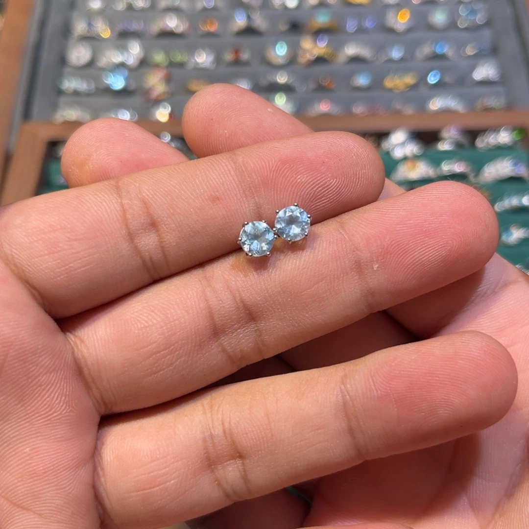 耳饰托帕石银S925镶嵌