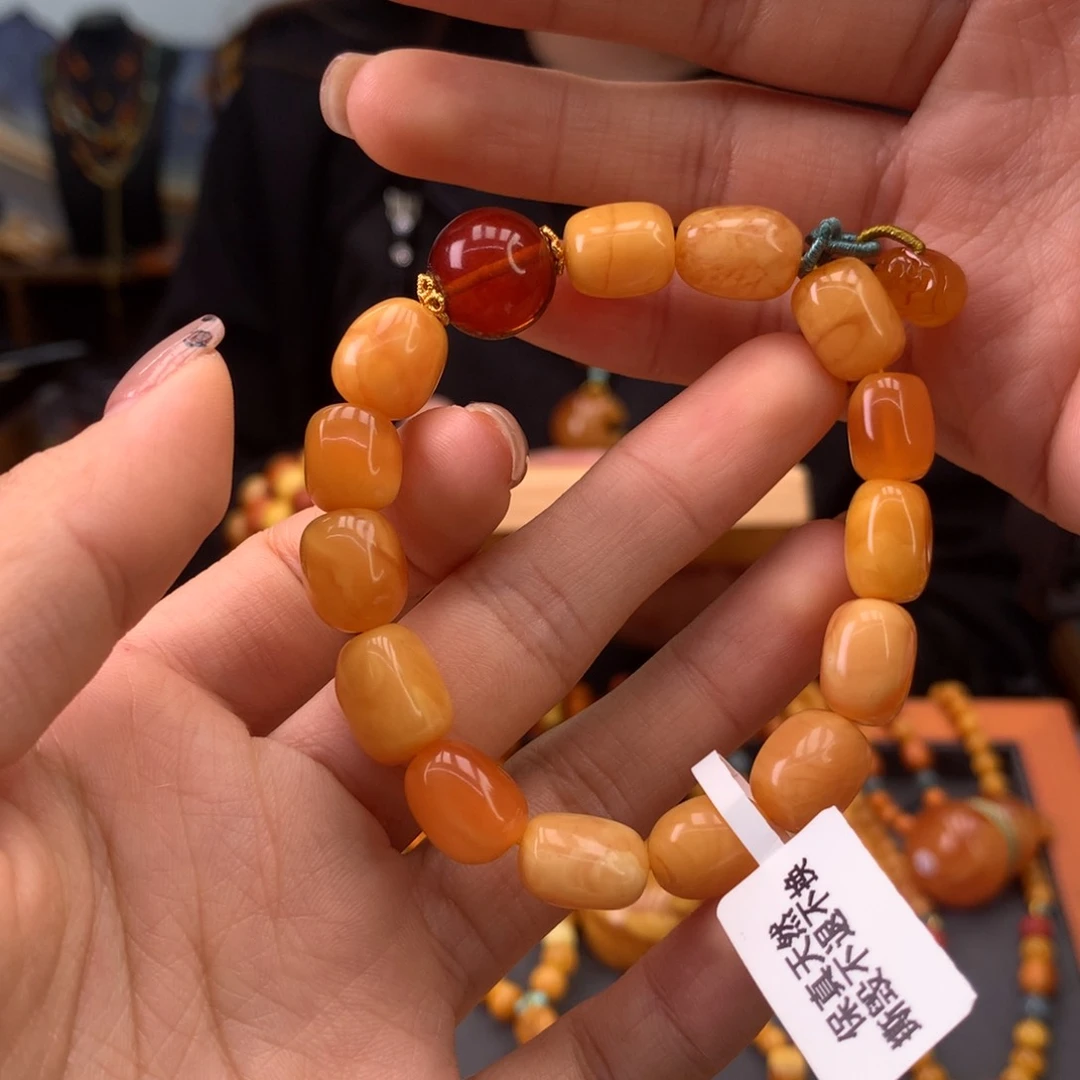 蜜蜡手串未镶嵌天然