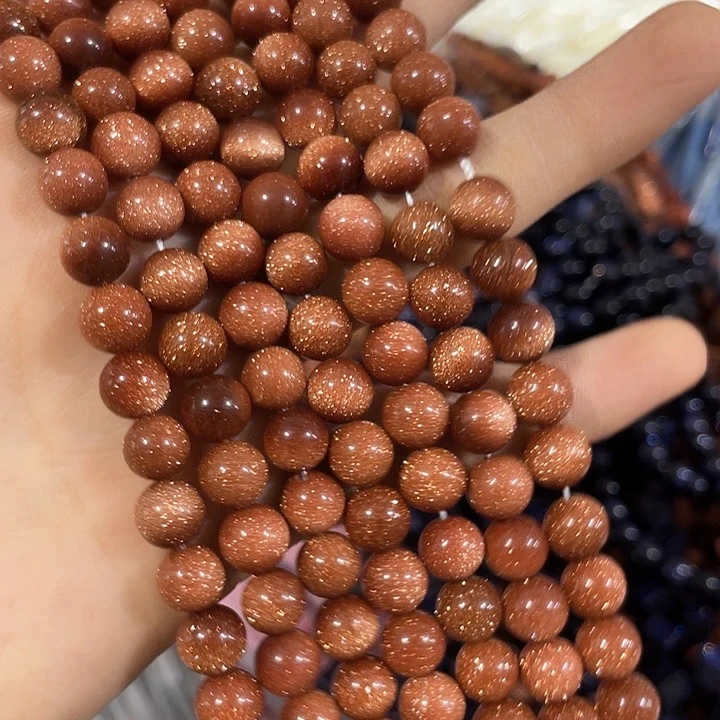 玛瑙/玉髓合金珠宝半成品一条8mm金沙圆珠