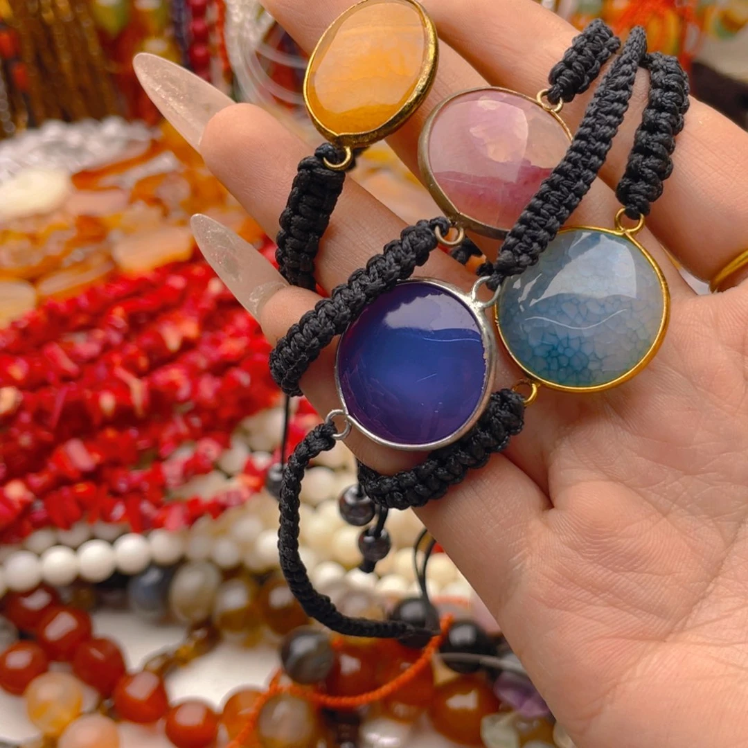 玛瑙/玉髓珠宝半成品未镶嵌手链4条