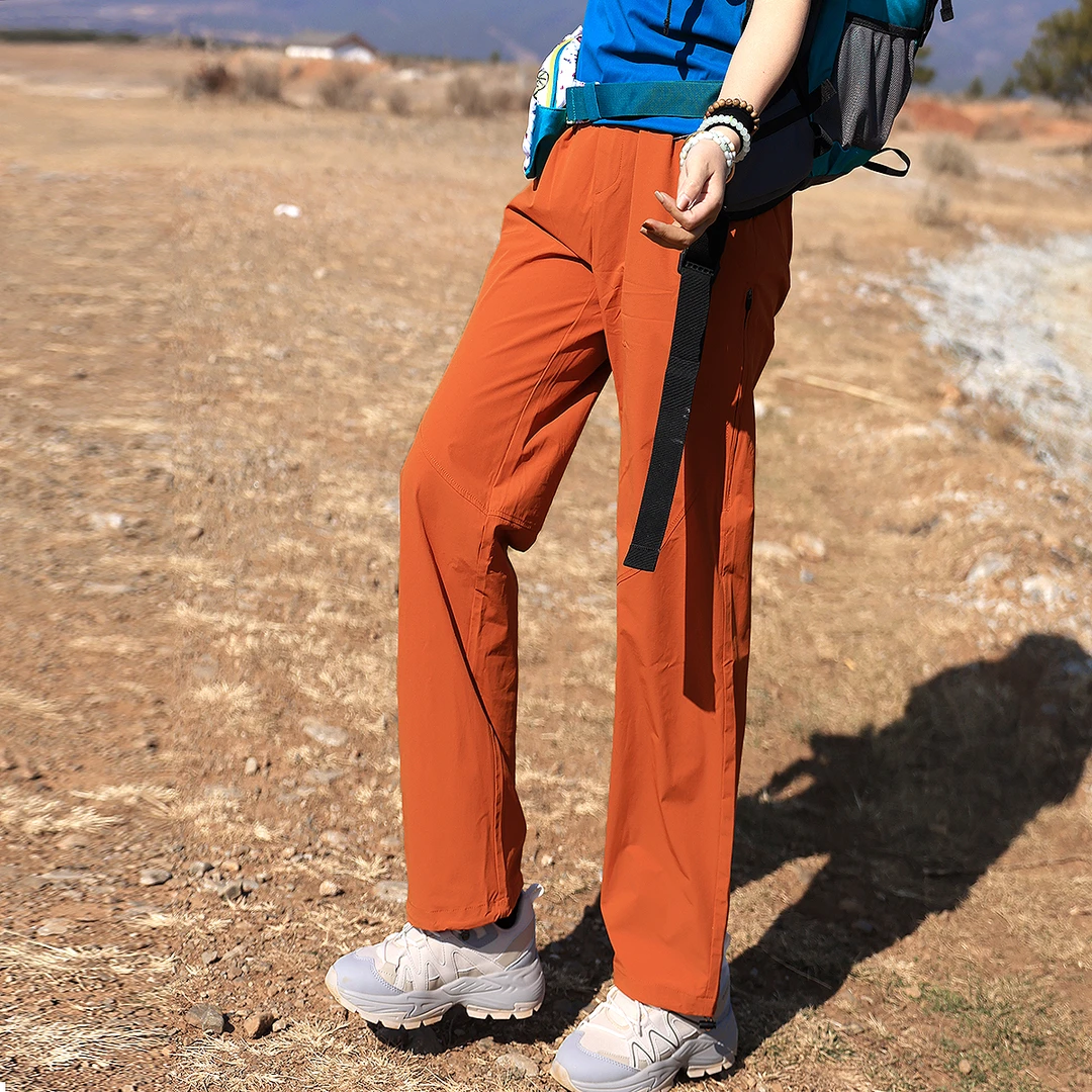 雪丘岛户外2025新款凉感速干裤出游防晒吸汗透气休闲直筒裤长裤女