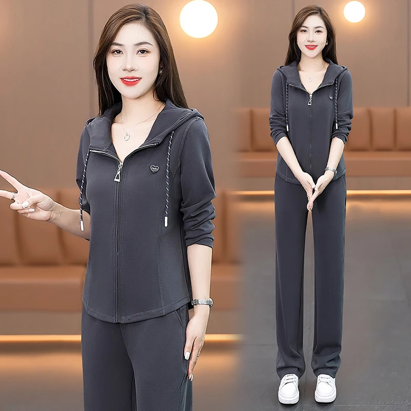 洋气品牌女士休闲运动服套装女秋季2025新款时髦气质卫衣早秋女装