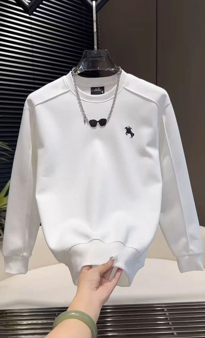 秋冬新款刺绣休闲卫衣男士长袖圆领潮流套头时尚百搭上衣