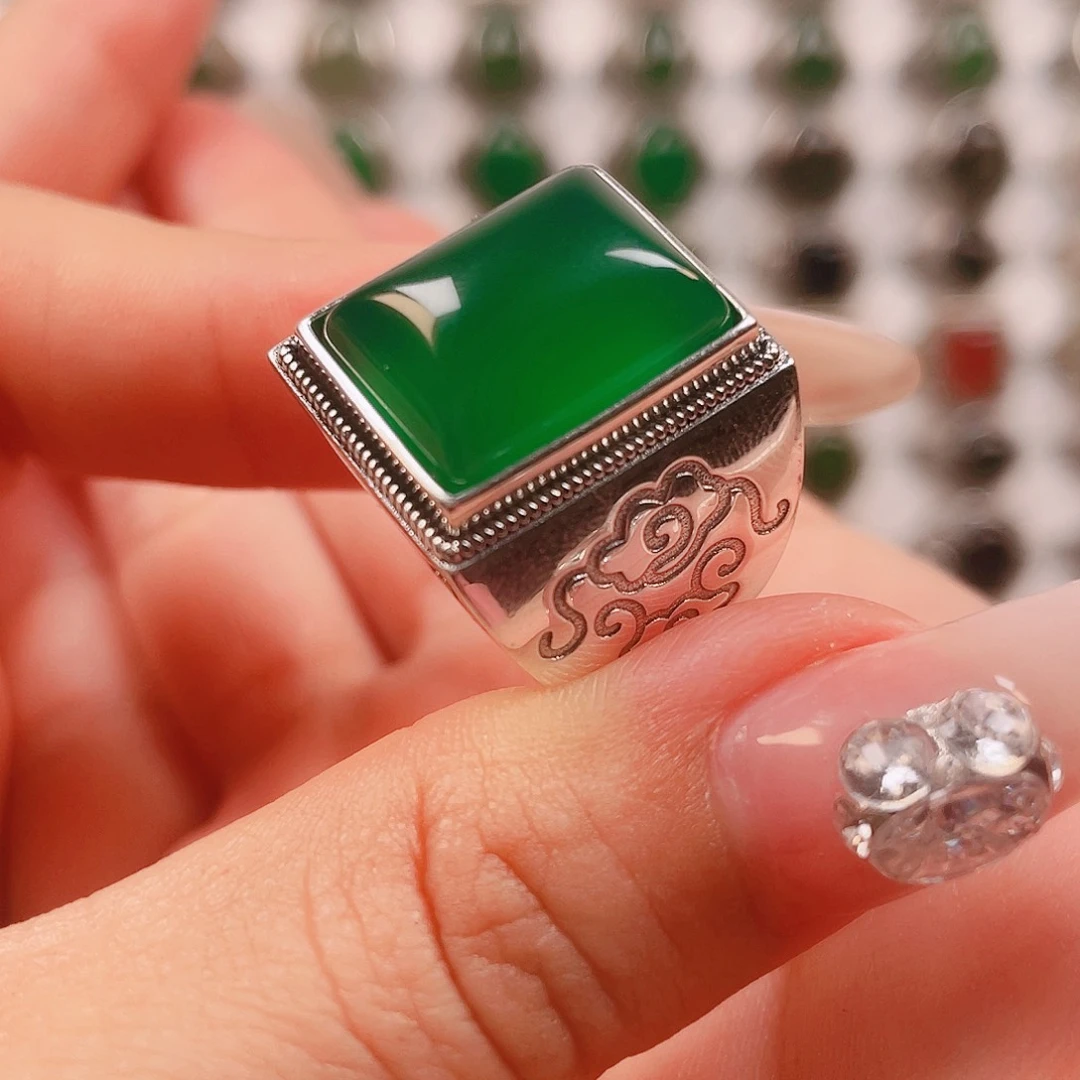 银S925镶嵌戒指玛瑙/玉髓