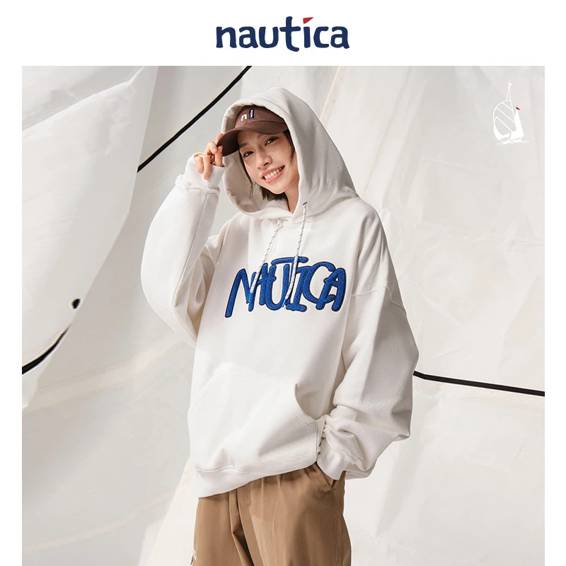 【代言人同款】nautica白帆 经典袋鼠口袋潮流连帽卫衣KW5472