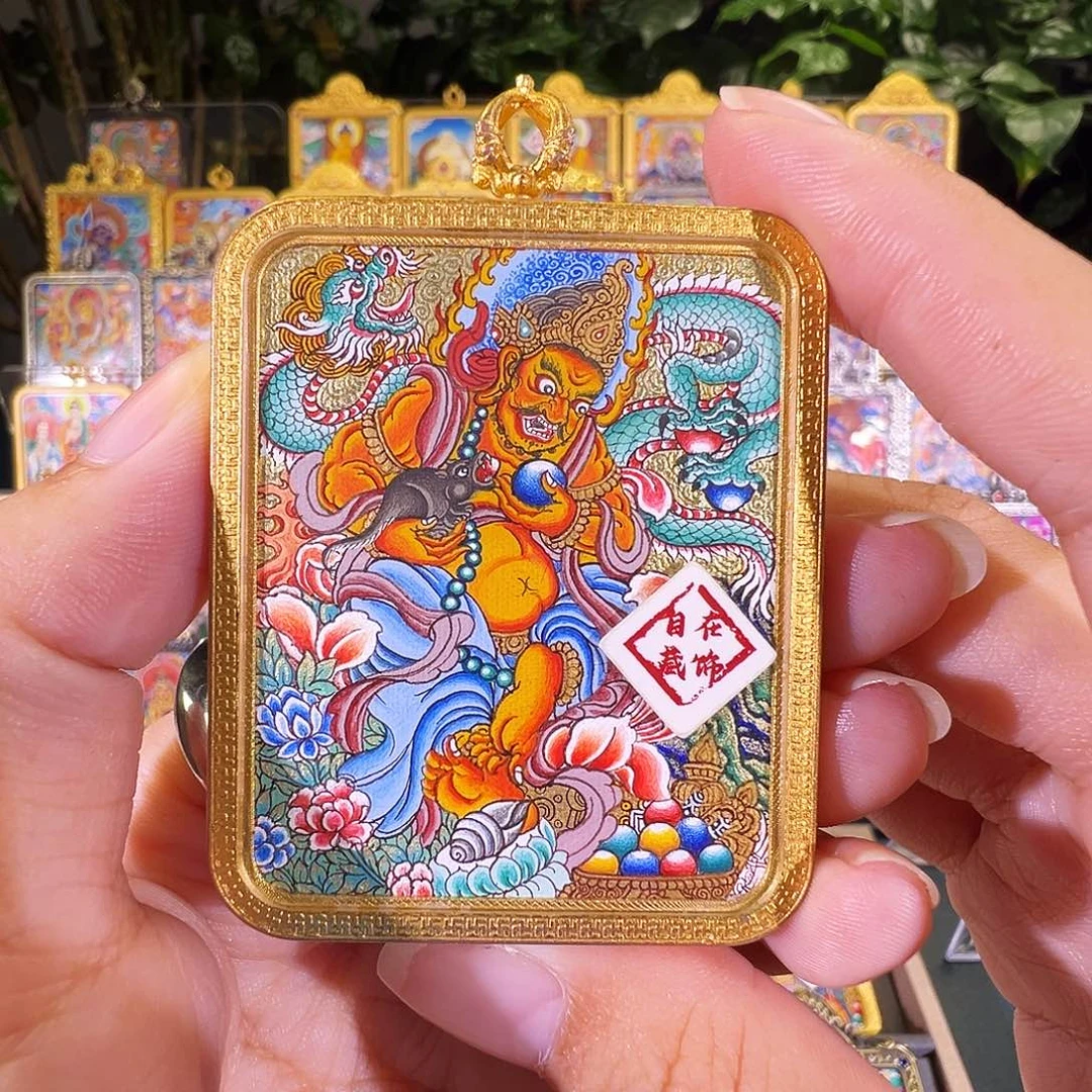 吊坠黄财热贡纯手绘唐卡