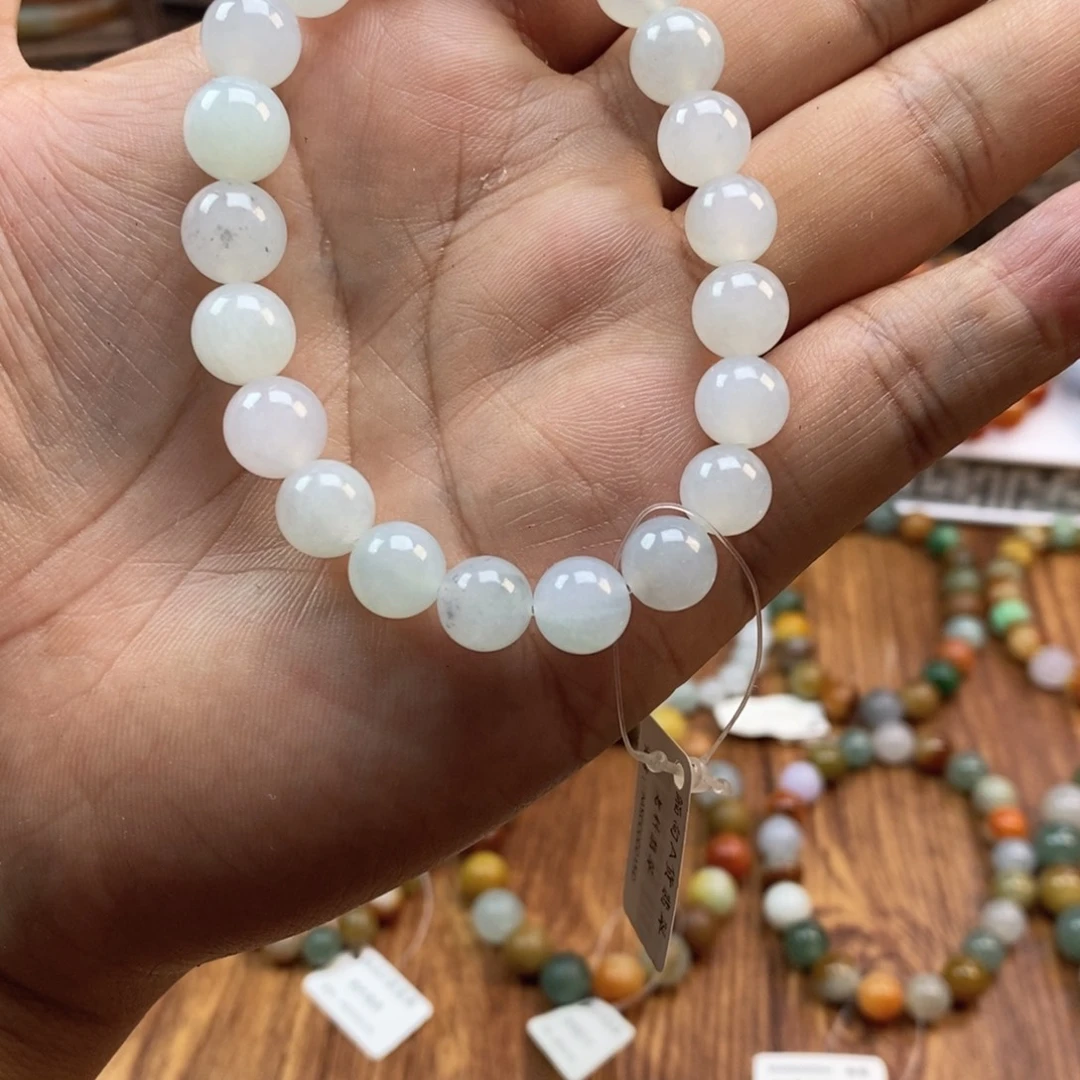 翡翠未镶嵌手串白月光