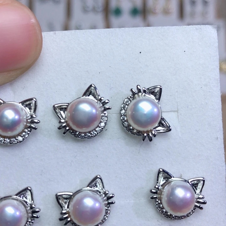 淡水珍珠耳饰银S925镶嵌