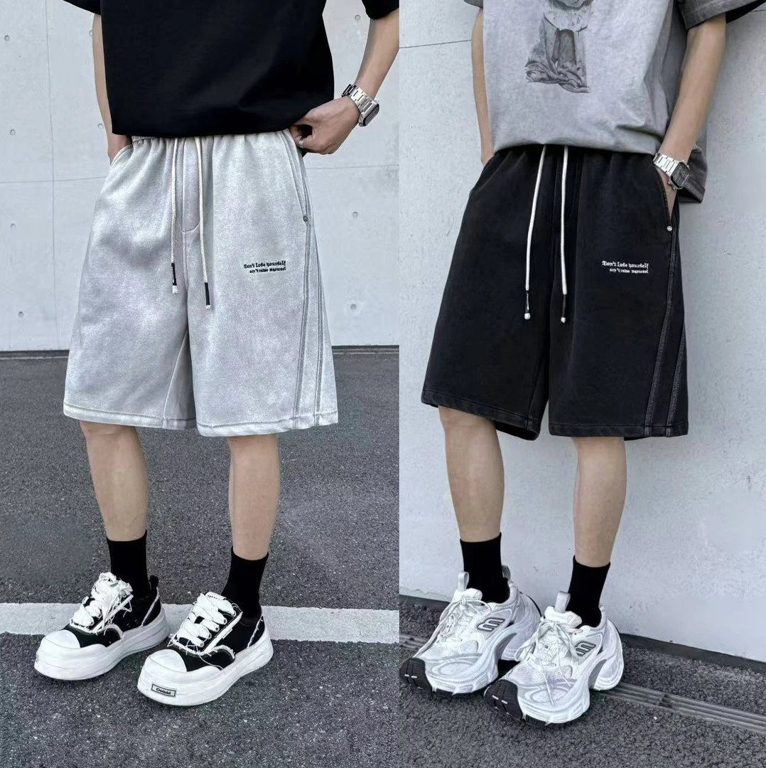 CHPU夏季休闲棉短裤男重磅夏季新款直筒裤运动风宽松五分裤S808