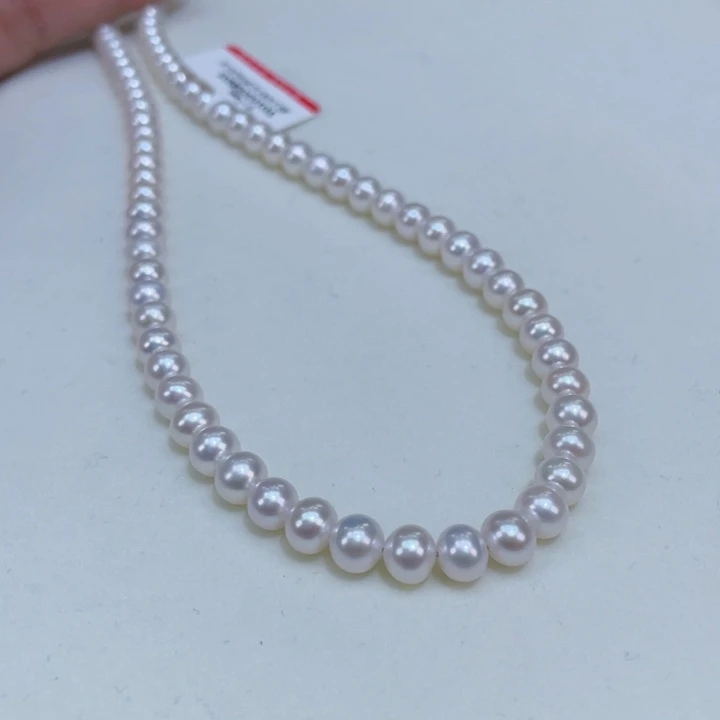 淡水珍珠6/7爆亮冷白微粉肉眼无暇银S925镶嵌