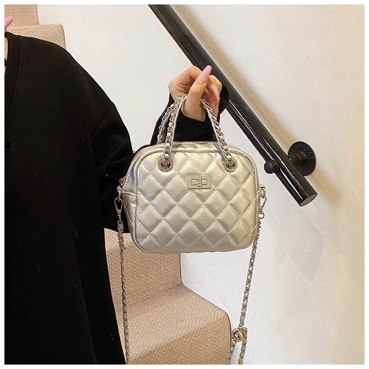 INS链条包2025新款质感时尚菱格手提小包包小众百搭洋气斜挎包