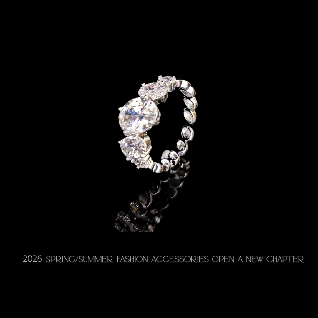 铜合金戒指 镀白金 2026款G2086【三重月烬】BOBAOLI 戒指