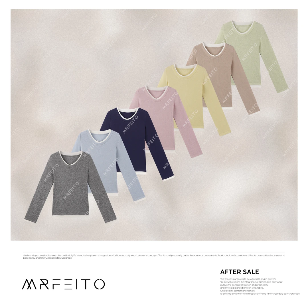 【极简主义】2025春季新款衣边拼接时尚休闲女款针织衫H16M02C30540