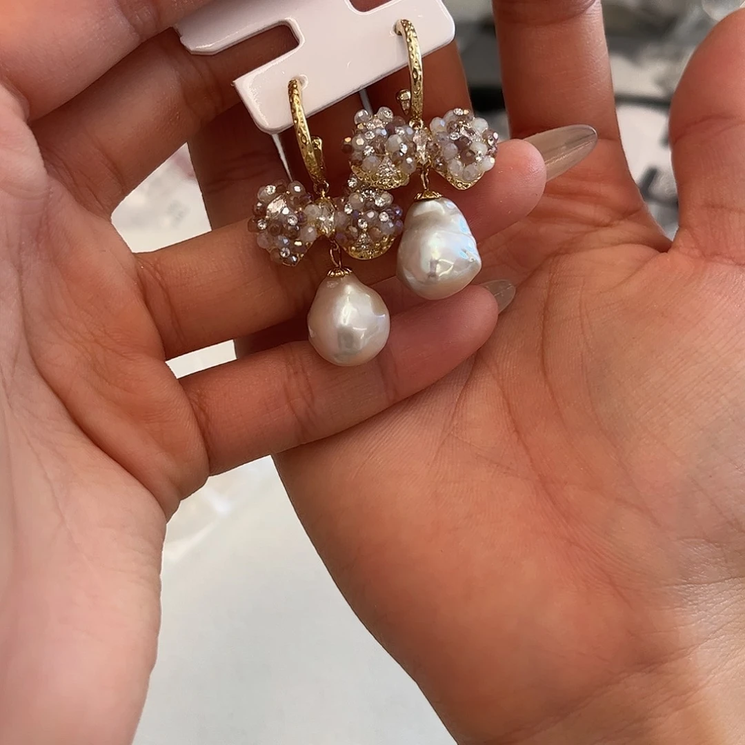 合金淡水珍珠耳饰