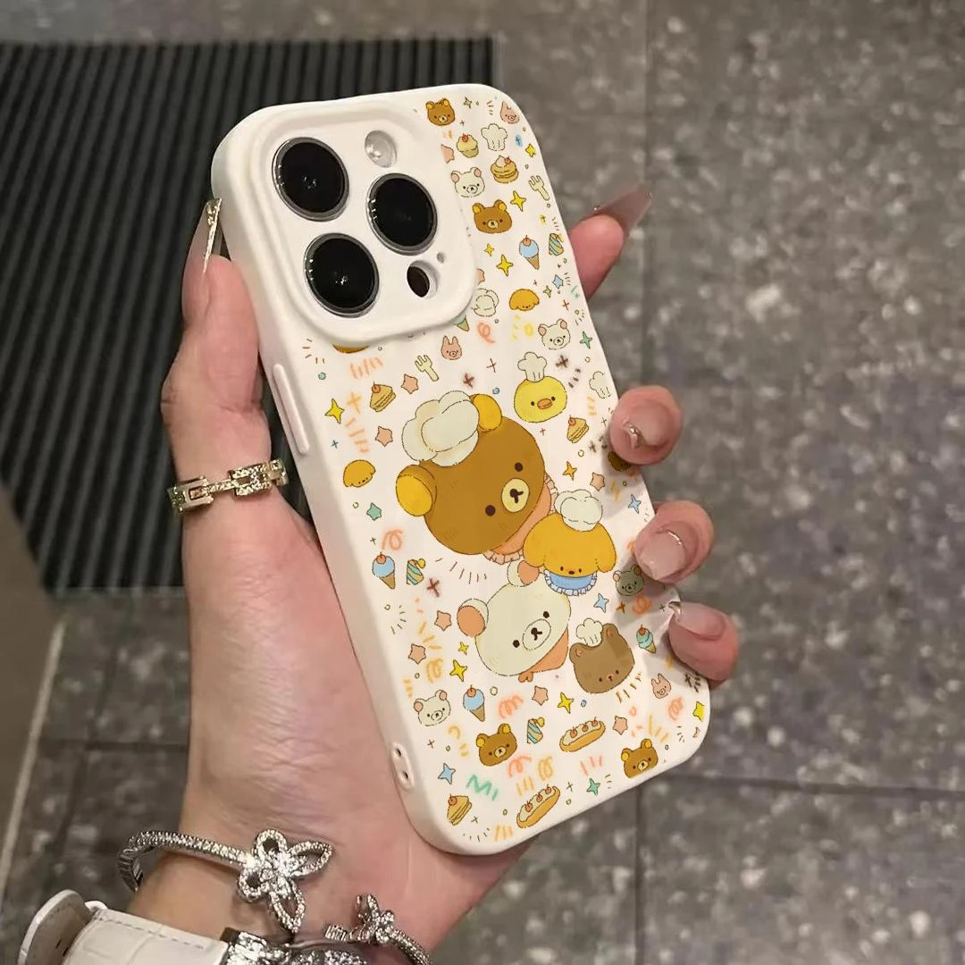 卡通小熊适用苹果16promax手机壳iphone15全包13硅胶12_11p防摔xr