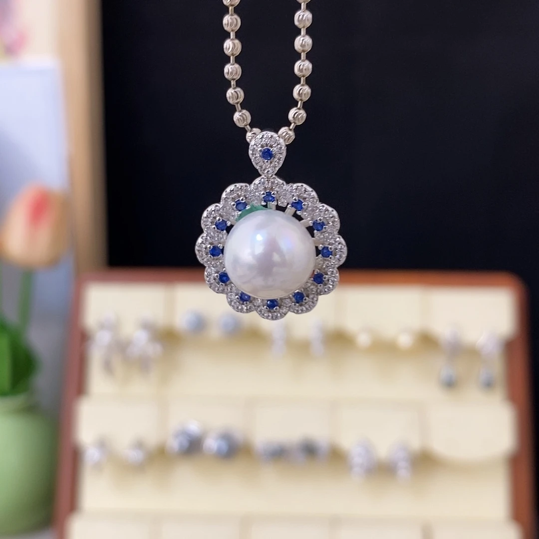 银S925镶嵌吊坠(不含链)淡水珍珠