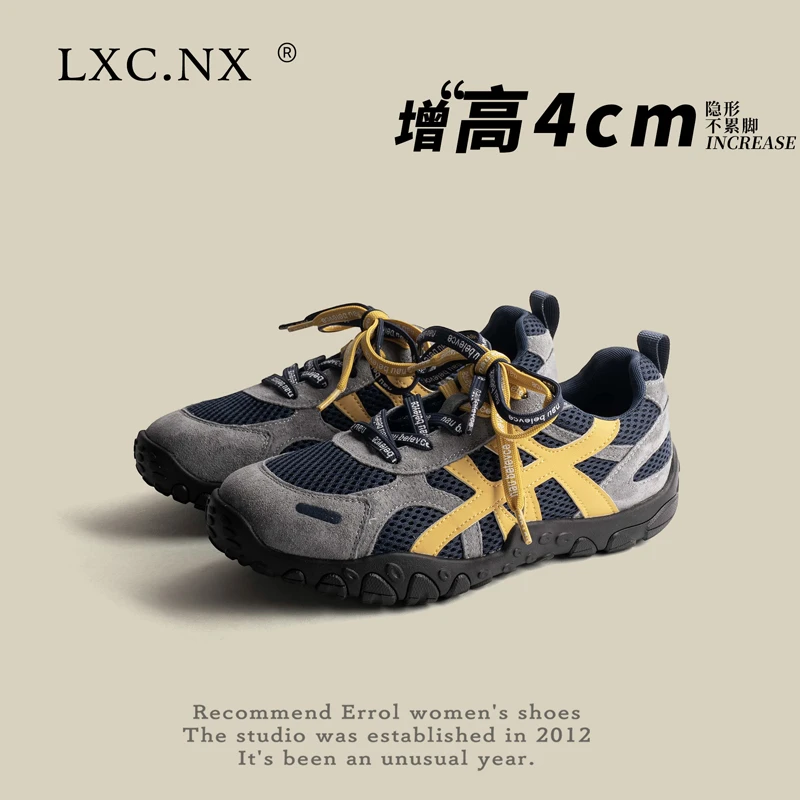 网面休闲德训鞋女2025秋季新款平跟软底系带运动阿甘鞋小众跑步鞋