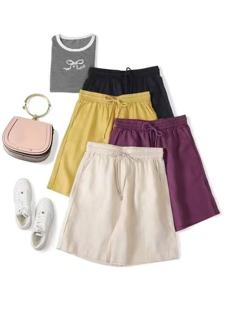 3313 夏季高定亚麻松紧腰宽松薄款夏季文艺风短裤显瘦简约