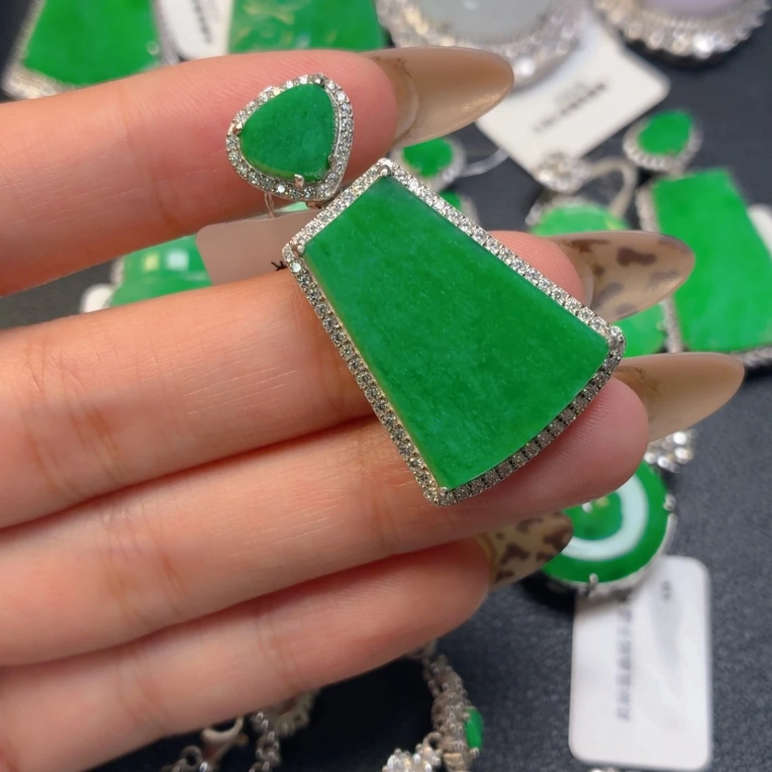 翡翠银S925镶嵌吊坠(不含链)