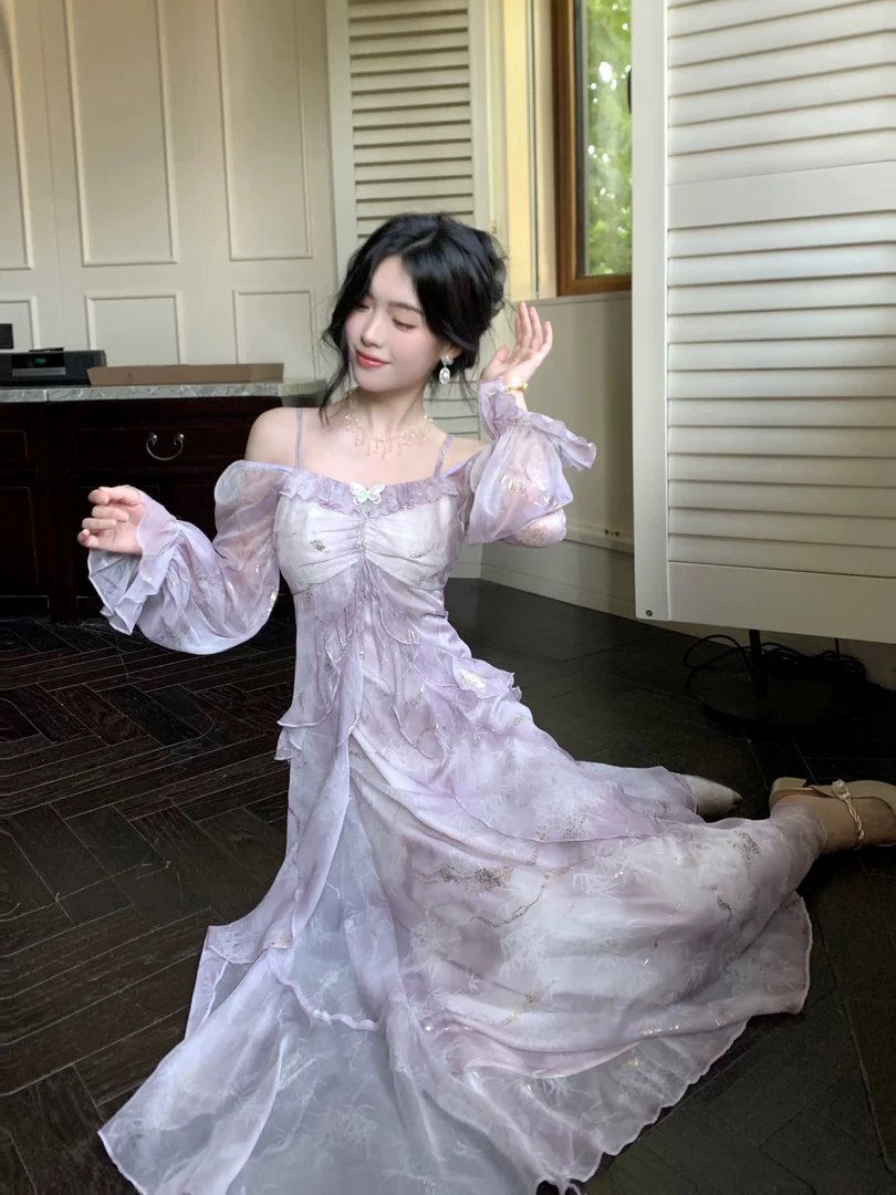 连衣裙裙子显瘦长裙夏季法式仙气温柔碎花长袖春夏初恋小众长款