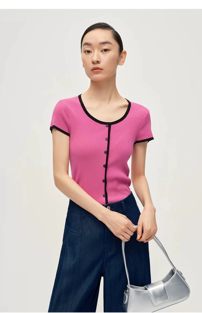 【A221】【迪家气质撞色修身针织 110-125斤内】直播间36307169598