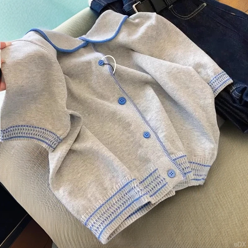 穿过没有想脱的! 韩系复古撞色针织开衫毛衣女2025夏季慵懒风宽松