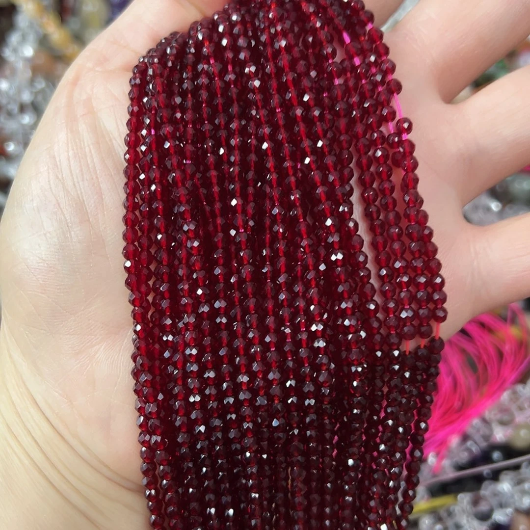 玛瑙/玉髓未镶嵌珠宝半成品，卡3石榴石2条