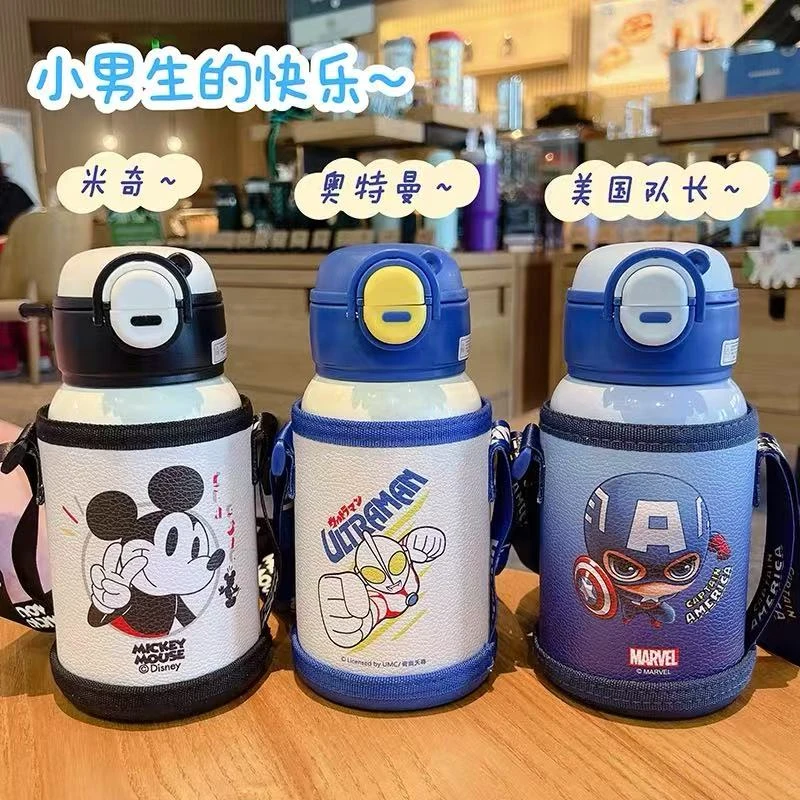 新款可爱卡通儿童保温杯316不锈钢带杯套一盖双饮杯子