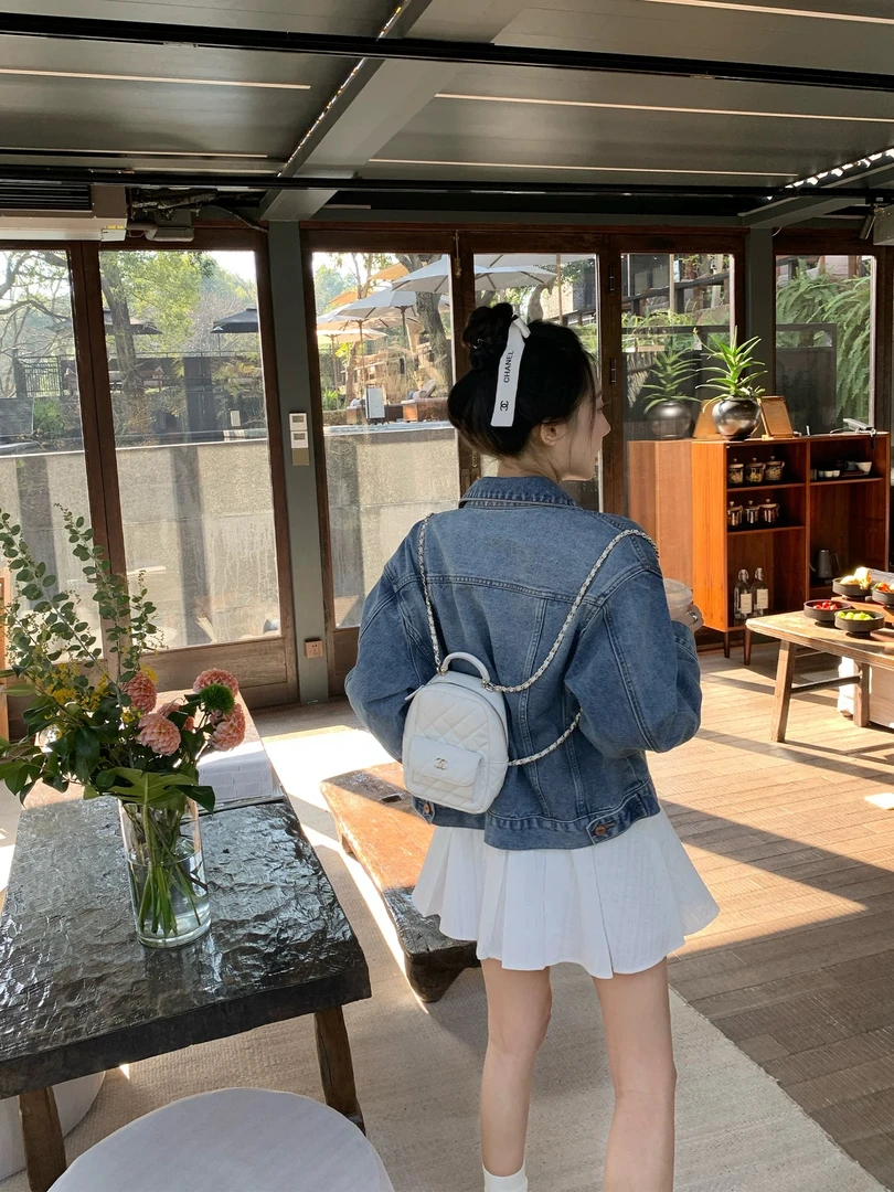5041秋季新款美式复古简约通勤时尚气质小众休闲百搭短款牛仔外套