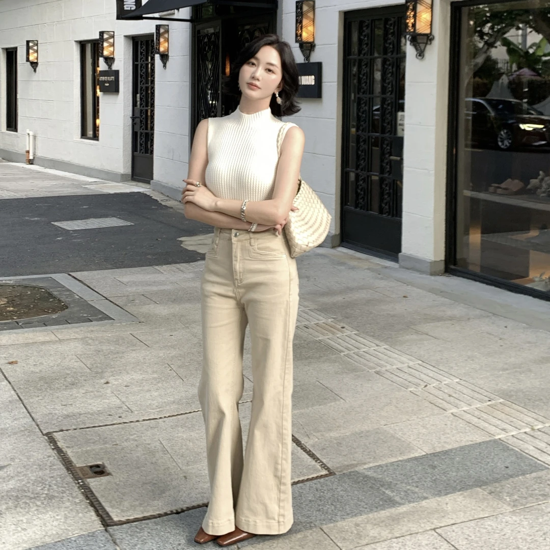 SYT自制 极简老钱浅色修身牛仔裤
