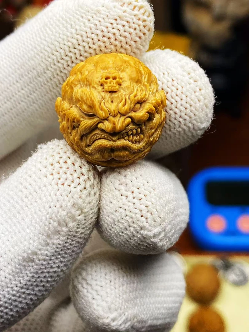 纯手工猴头雕刻恶僧怒目佛爷