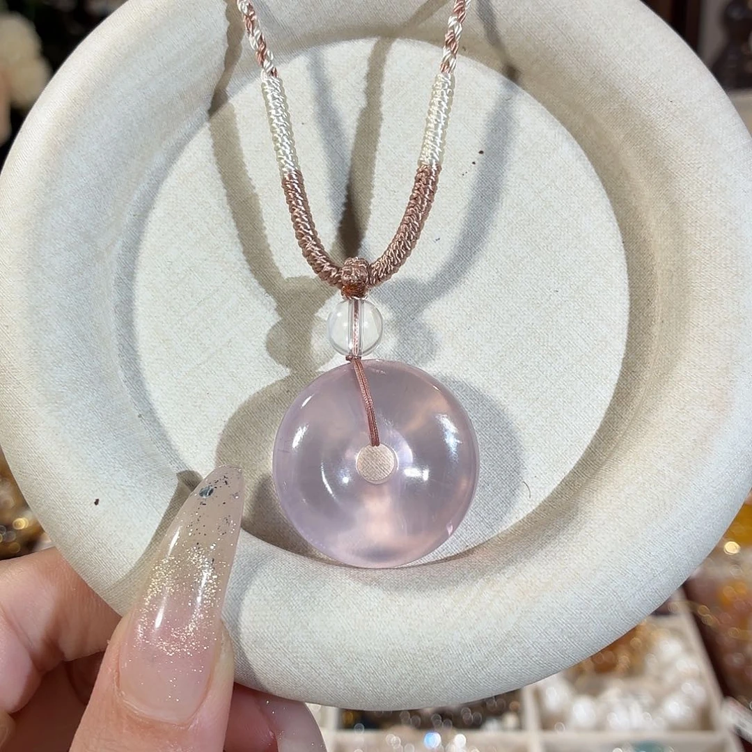 未镶嵌颈饰芙蓉石马粉紫罗兰平安扣毛衣链