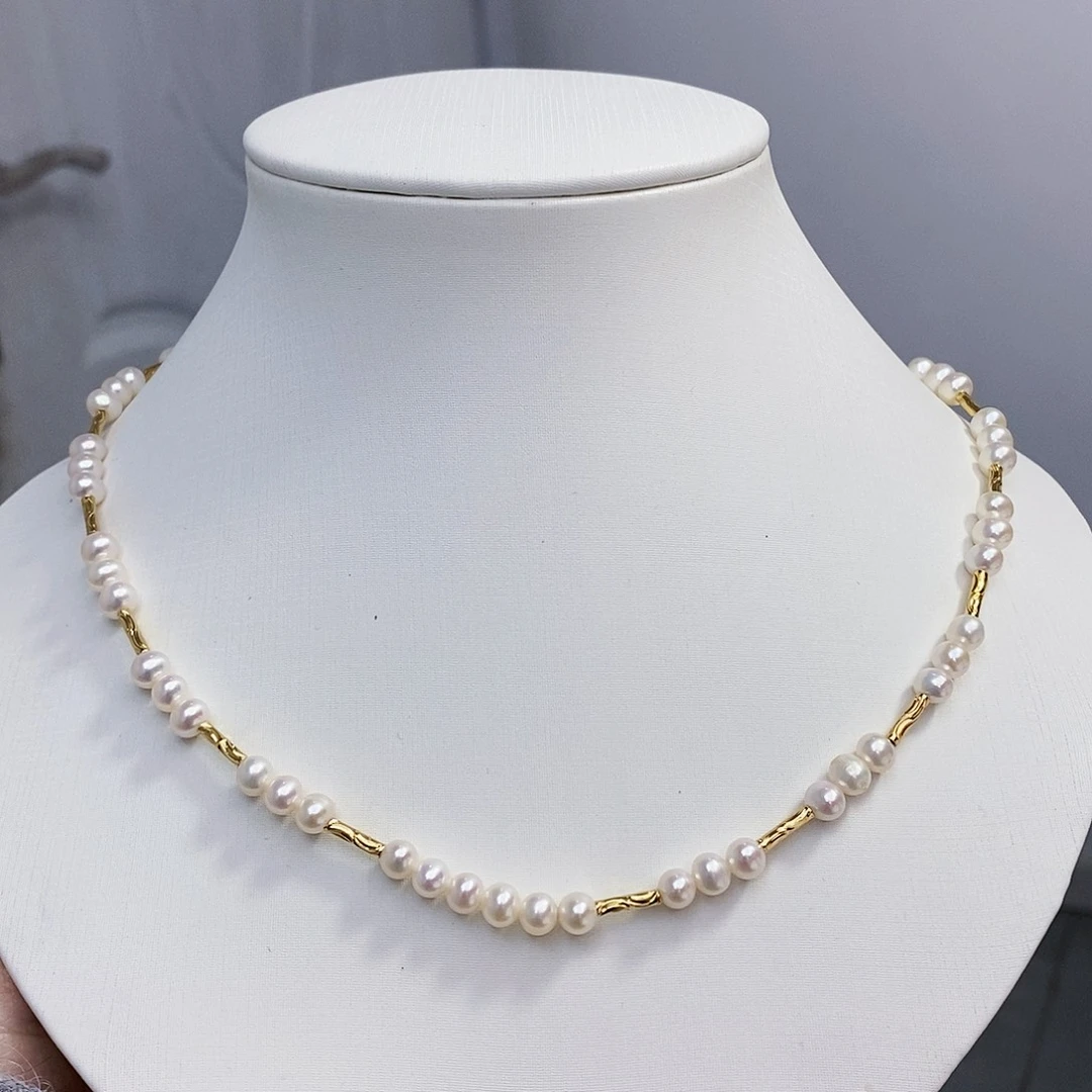 淡水珍珠特价不退不换极光项链5.5mm未镶嵌