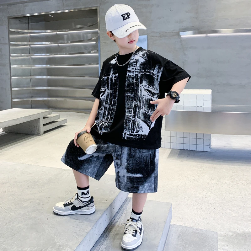 儿童装男童夏装短袖套装2025新款夏季中大童运动夏款男孩帅气时髦