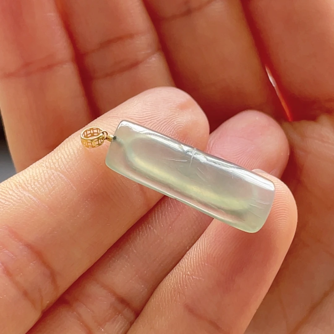 翡翠颈饰18K金镶嵌竹节