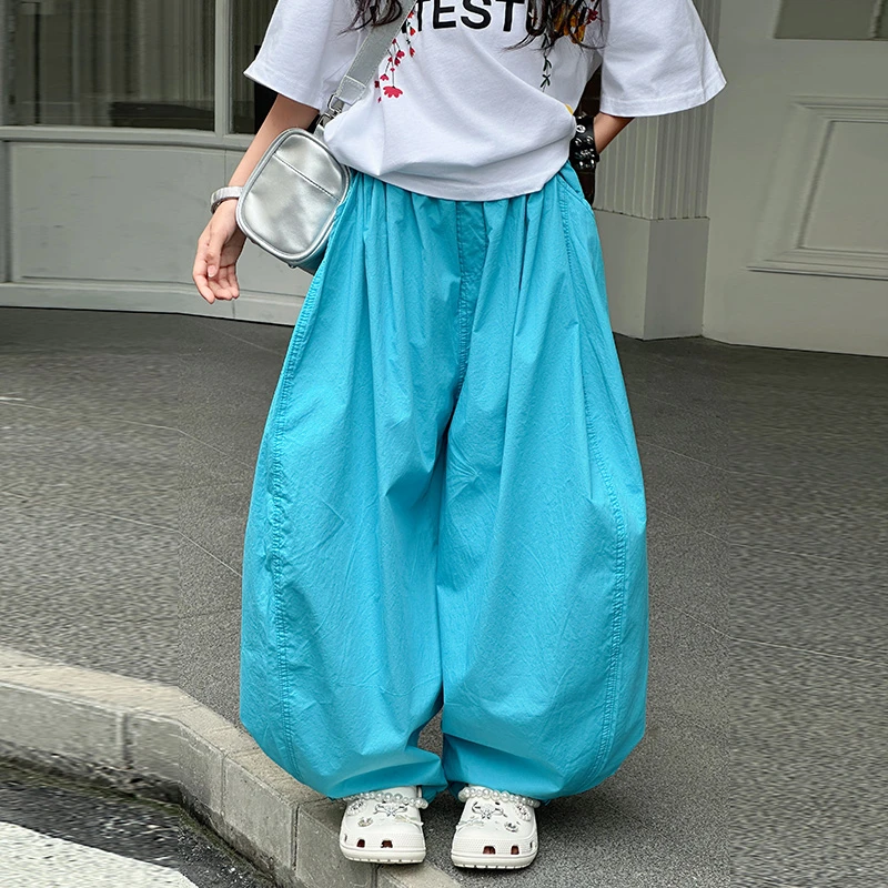 【毛妈潮牌】女童夏季潮系速干灯笼裤套装2025新款中大童宽松两件套