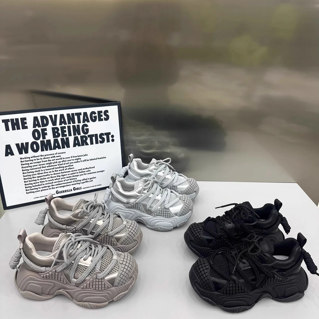 超火绑带厚底爆款老爹鞋女2025早春新款百搭运动鞋小个子休闲鞋女