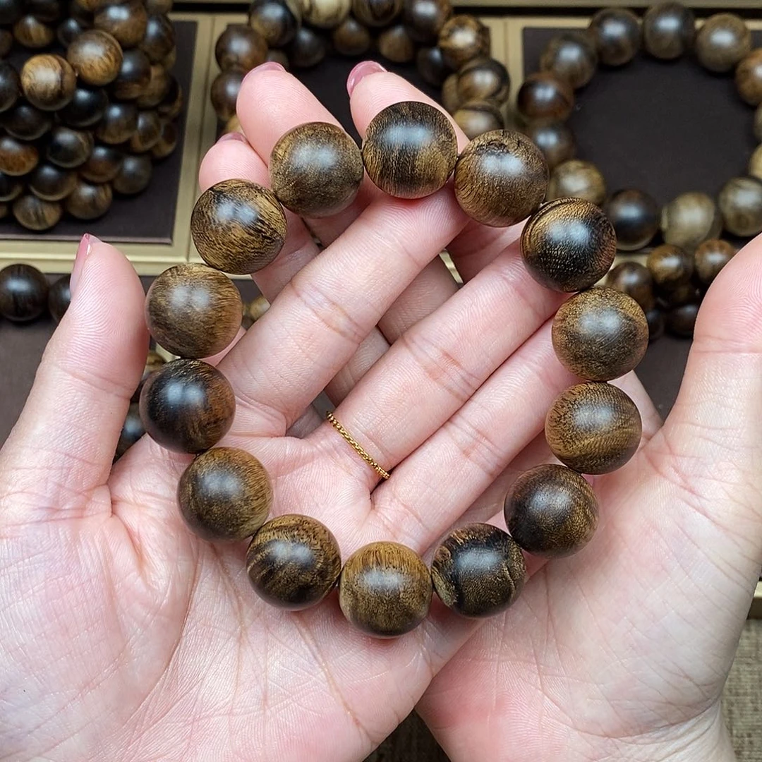 沉香手串越南芽庄白棋楠虎皮缨子瘤疤