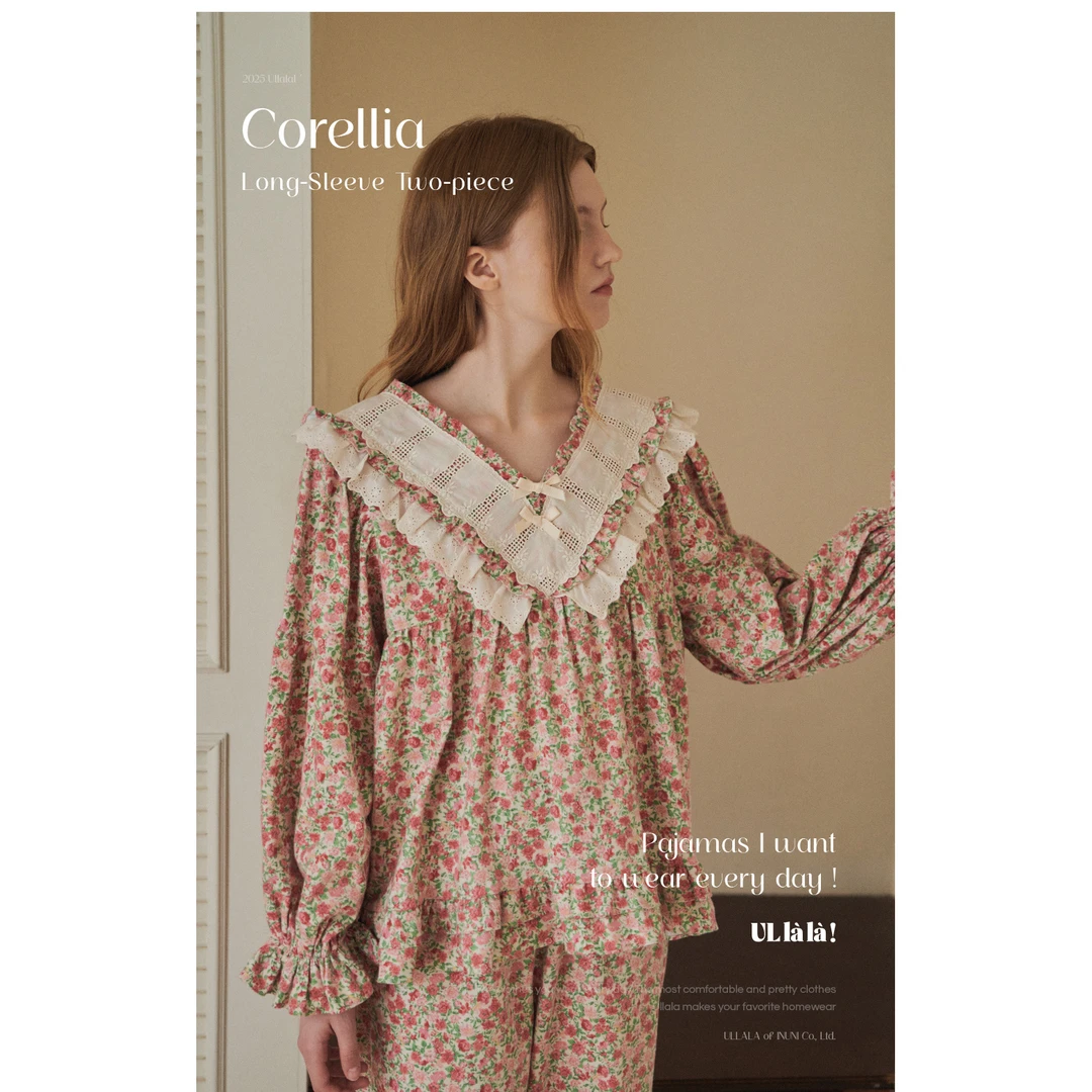 Ullala韩国品牌正品睡衣家居服棉布碎花款睡衣套装25256