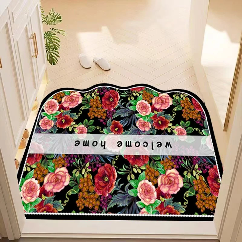 玫瑰庄园-美式复古橡胶底入户门垫卧室门垫防滑隔凉入户门点家用