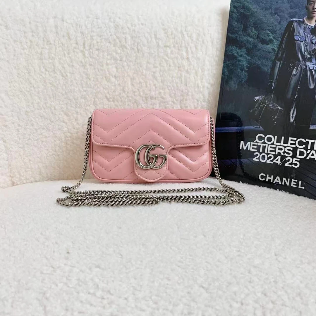 99新 GUCCI/古驰 壹臻/粉色马蒙mini 66048017
