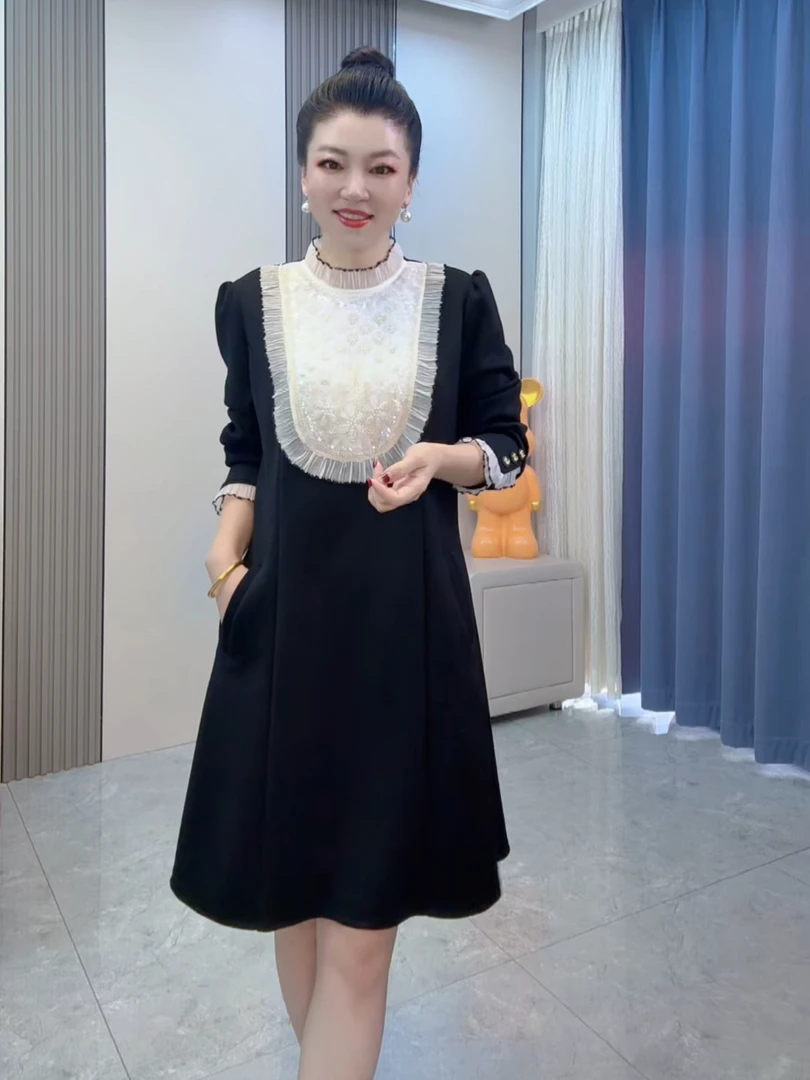 高端精致气质连衣裙女2025早春新款时尚百搭中长款修身显瘦裙子潮