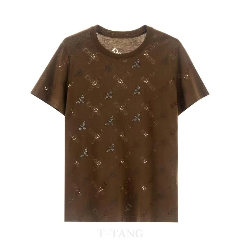 FL圆领少女风短袖轻职风T恤复古夏季舒适半袖宽松提花【2759】