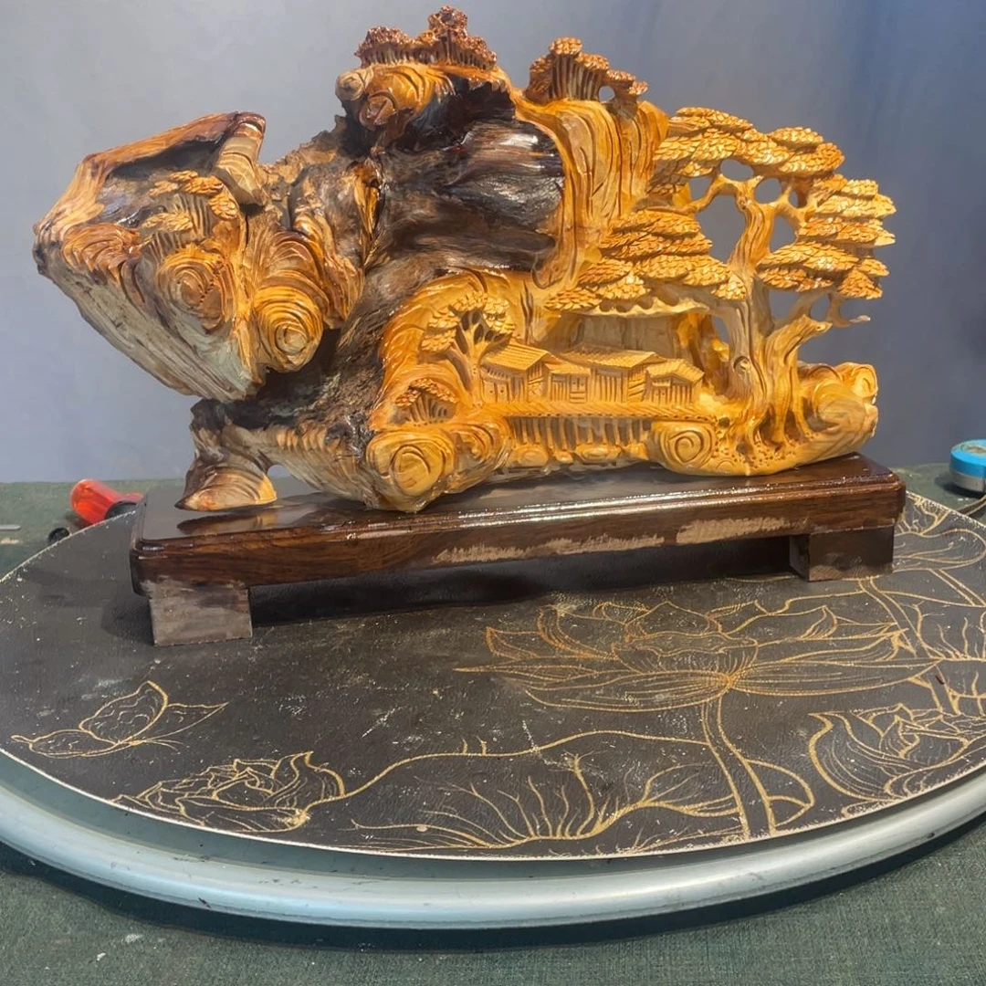 柏木（崖柏）崖柏黑油意境山水