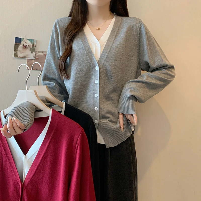 大码女装2025秋装新款洋气假两件针织衫上衣胖mm显瘦时尚毛衣3499