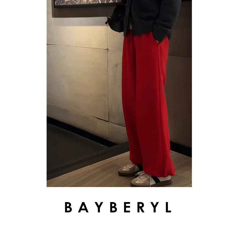BAYBERYL老贝亨特红*松紧腰百搭束口卫裤秋休闲裤XXK5I1004-10/4
