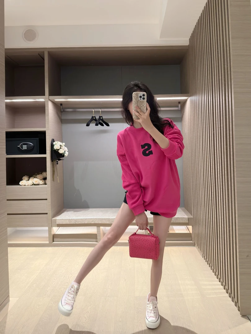 粉色卫衣女秋冬新款爆款设计感小众宽松百搭显瘦刺绣加绒加厚上衣