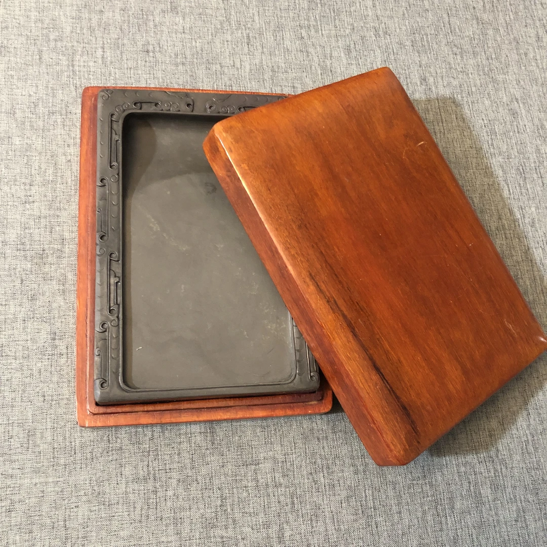 端砚稀品创汇期蕉园宋坑火捺猪肝冻满冻夔龙纹7寸淌池砚