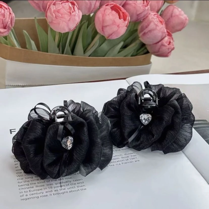 气质日韩缎面雪纺森系韩版韩式抓夹发夹女优雅百搭